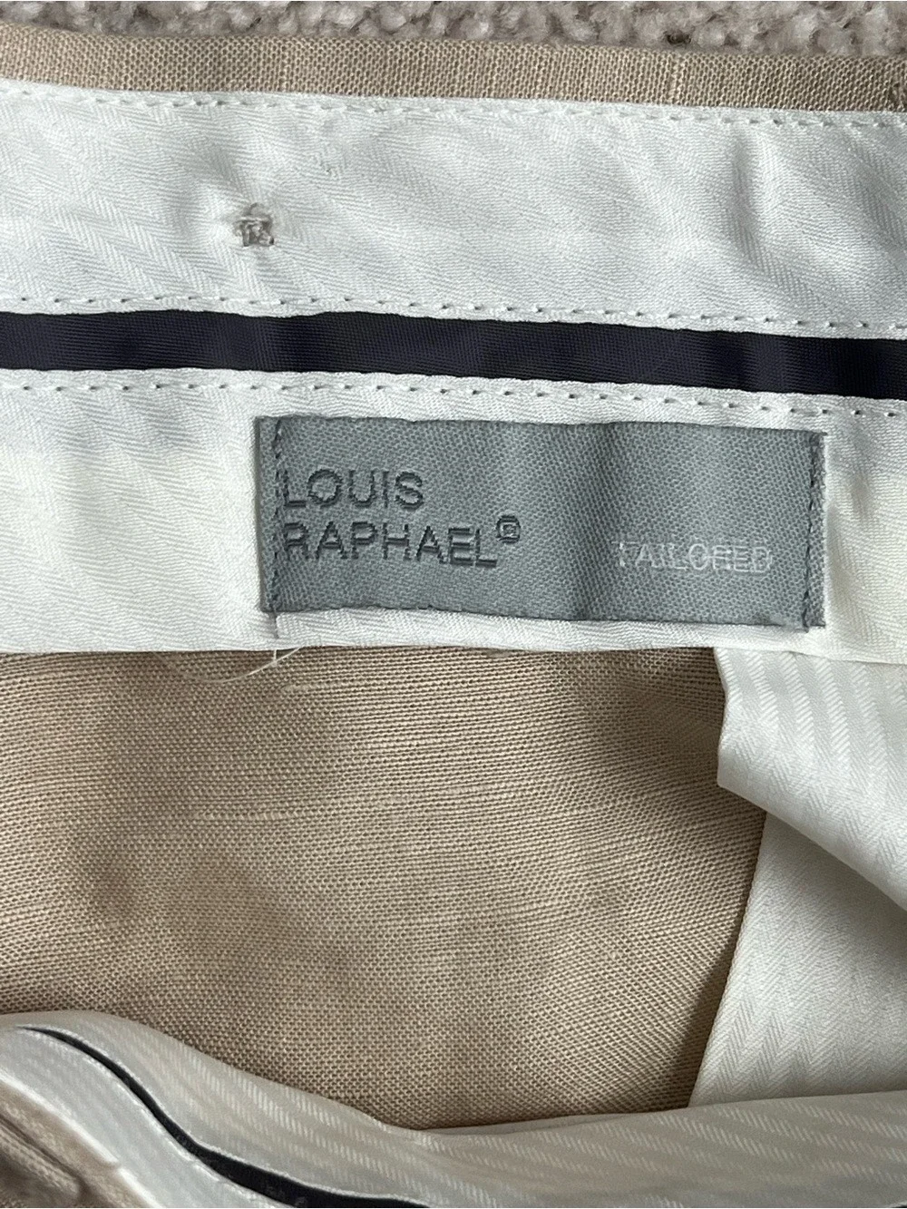 Louis Raphael Men's Tailored Linen Blend Dress Pants in Light Beige